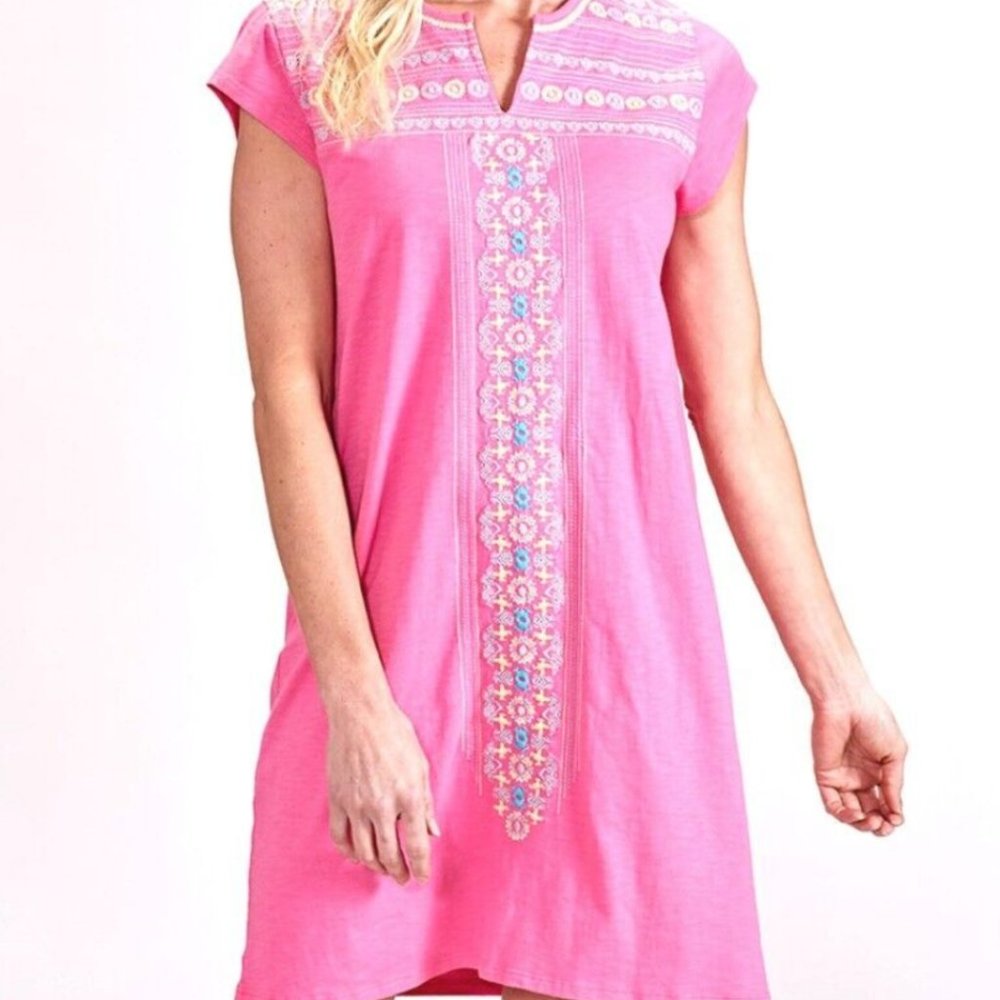 FRESH PRODUCE Large PINK Embroidery BAJA KAYDA Beach Dress $85 NWT New L TPP